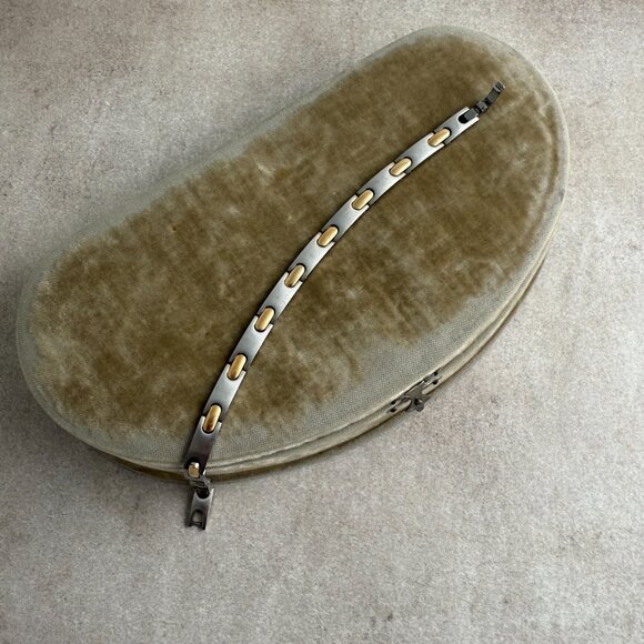 Men's Steel Bracelet with Gold Tones 7 1/2 " - Picture 6 of 6